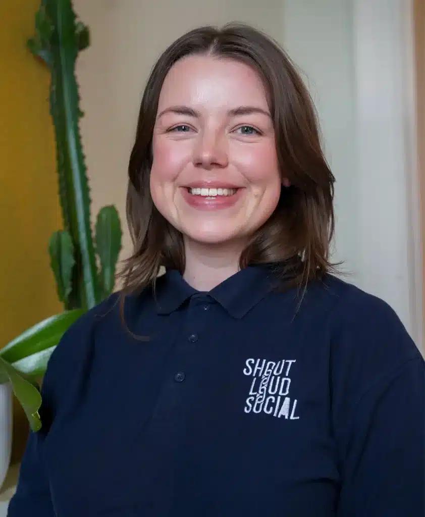 Katie, a member of the shout loud social team's headshot.